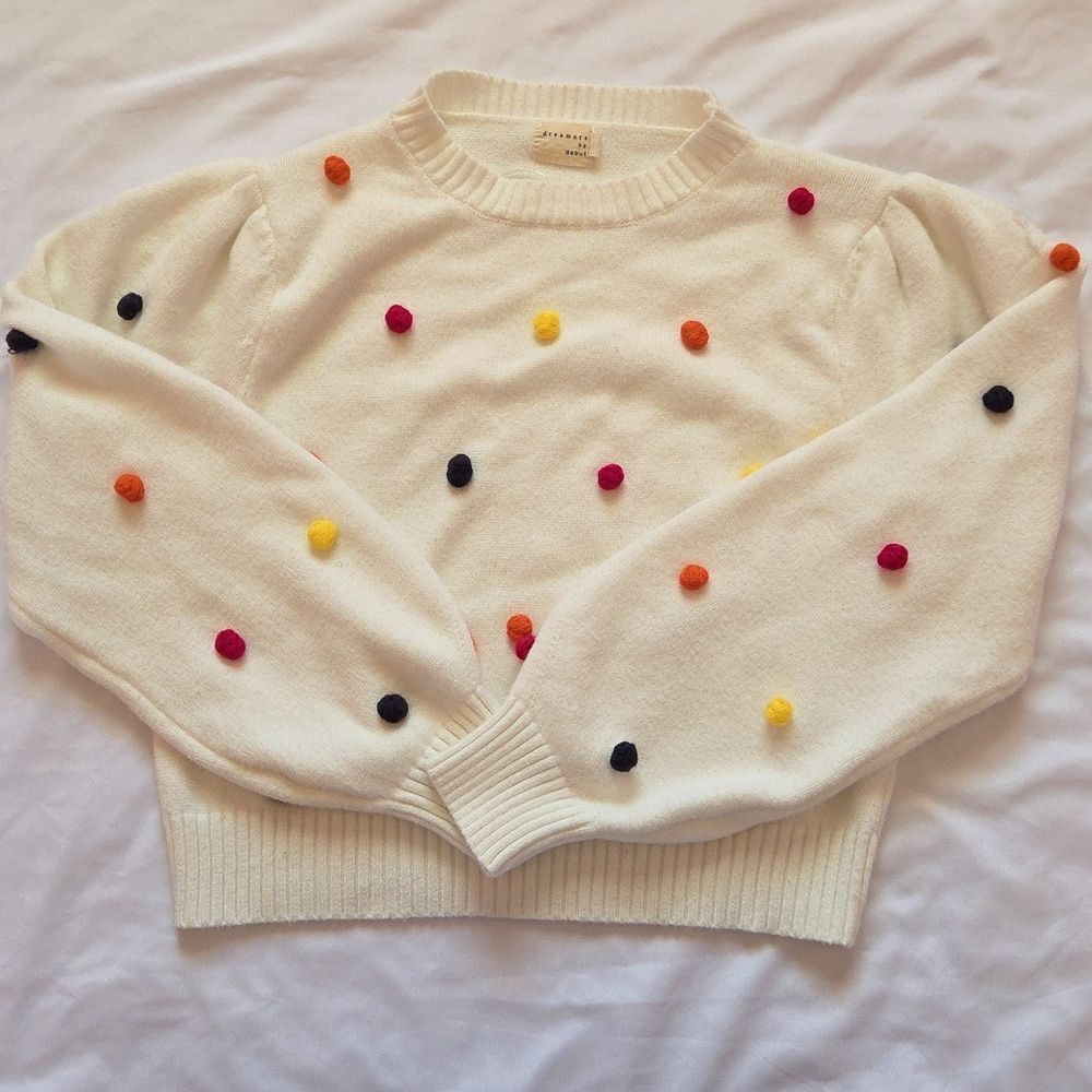 Dreamers By Debut Pom Pom Colorful Sweater Size XL Womens